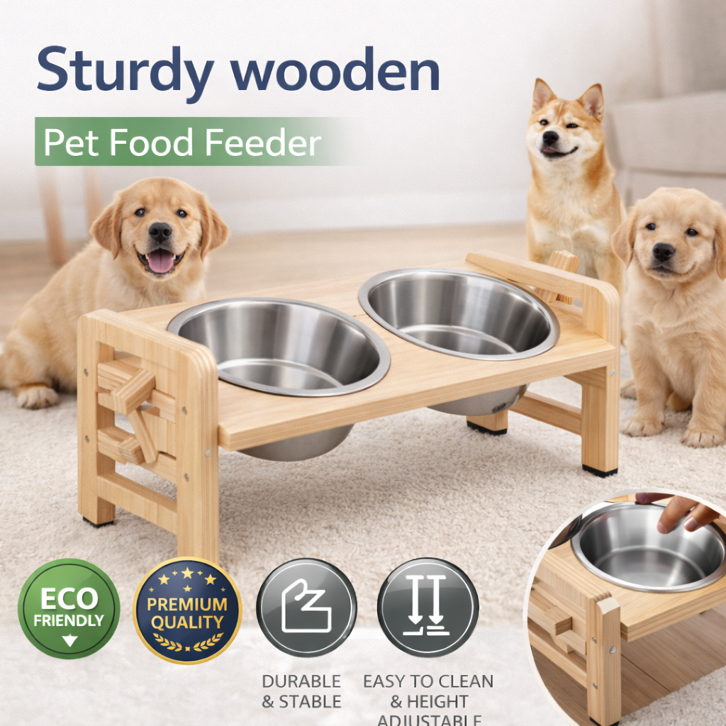 PAWZ®-Sturdy wooden pet food feeder